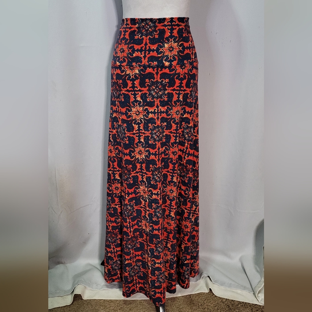 LulaRoe Women's Navy/Red High Waisted Floral Maxi Pleated Skirt Size XL EUC - Picture 9 of 10